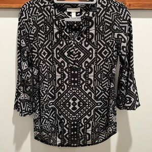 Dana Buchman Black and light tan Blouse